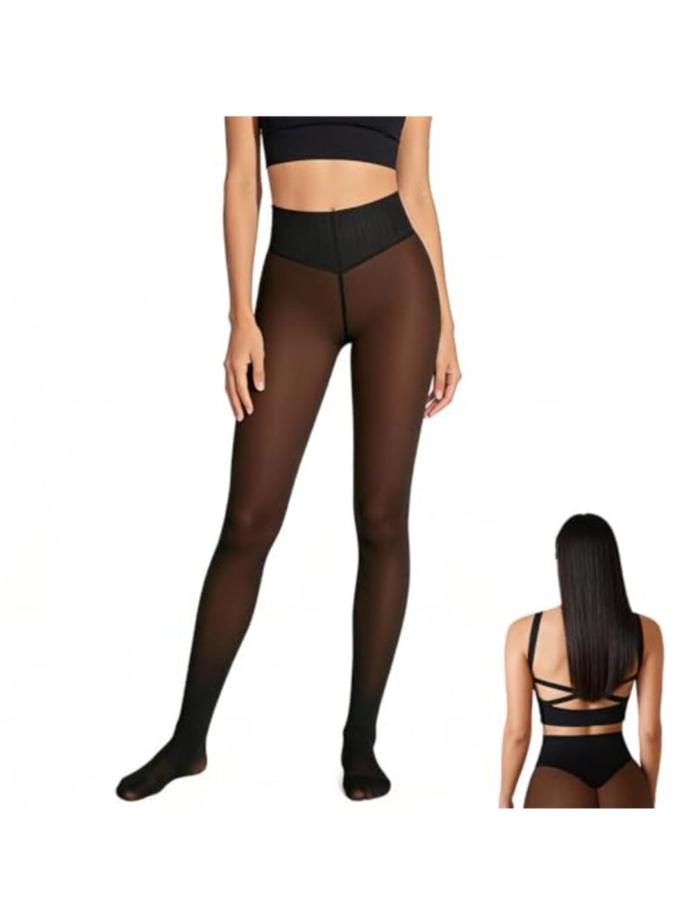 Fleece Lined Tights Women Thermal High Waisted Tummy Control Leggings